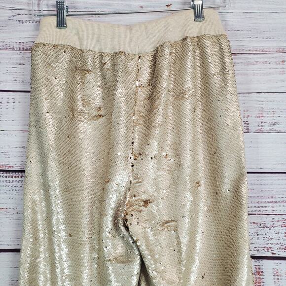Anthropologie HEI Sequin Pants Sz S Sparkle Jogger Stretch Club Holiday Parrty - Picture 5 of 12
